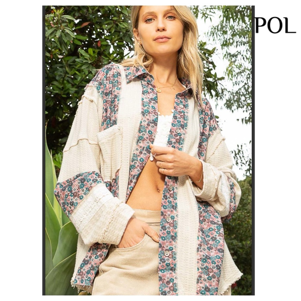 CLEARANCE $35 start No. 17 Pretty POL vintage wash top shacket